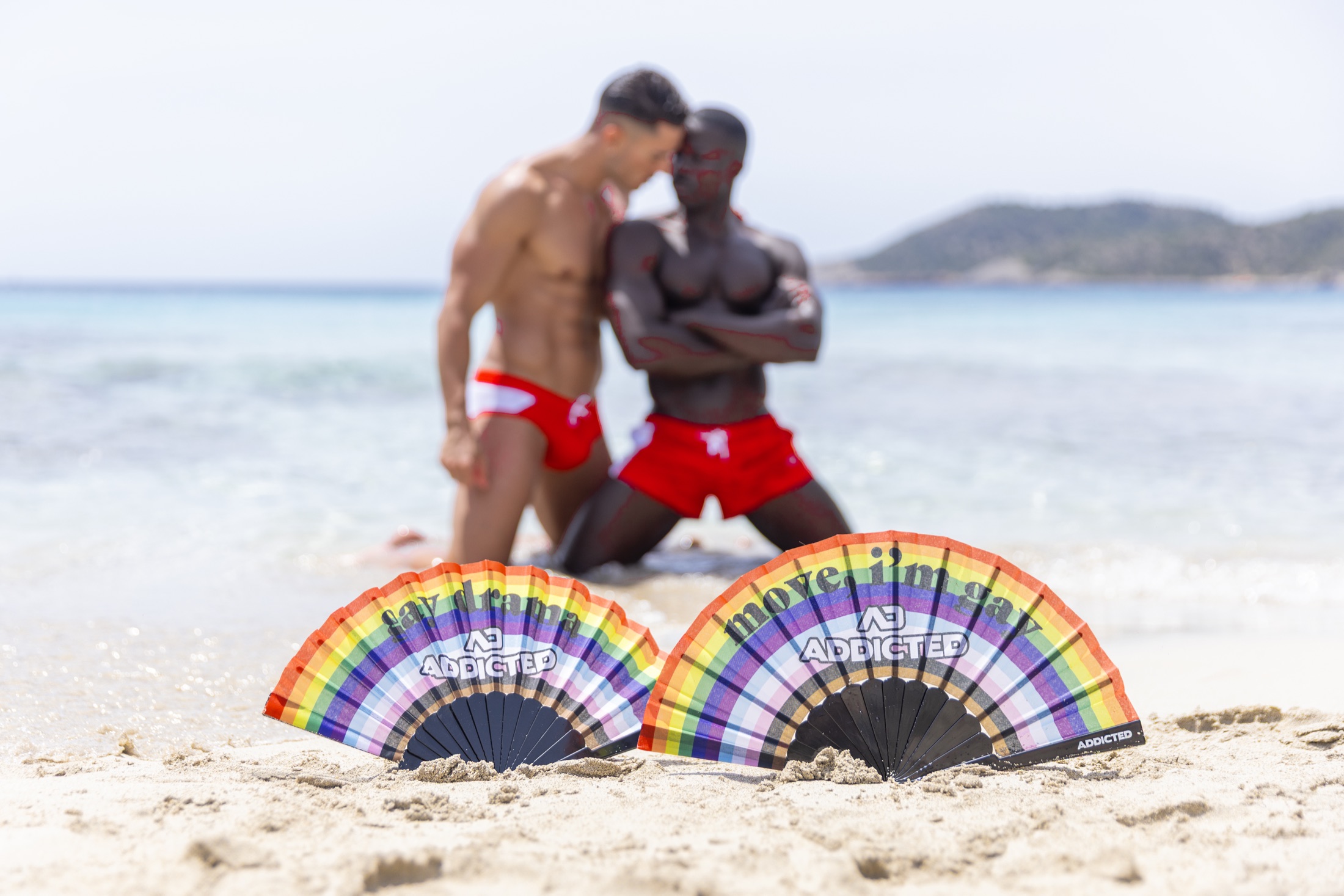 Model wearing bright ADDICTED swimwear